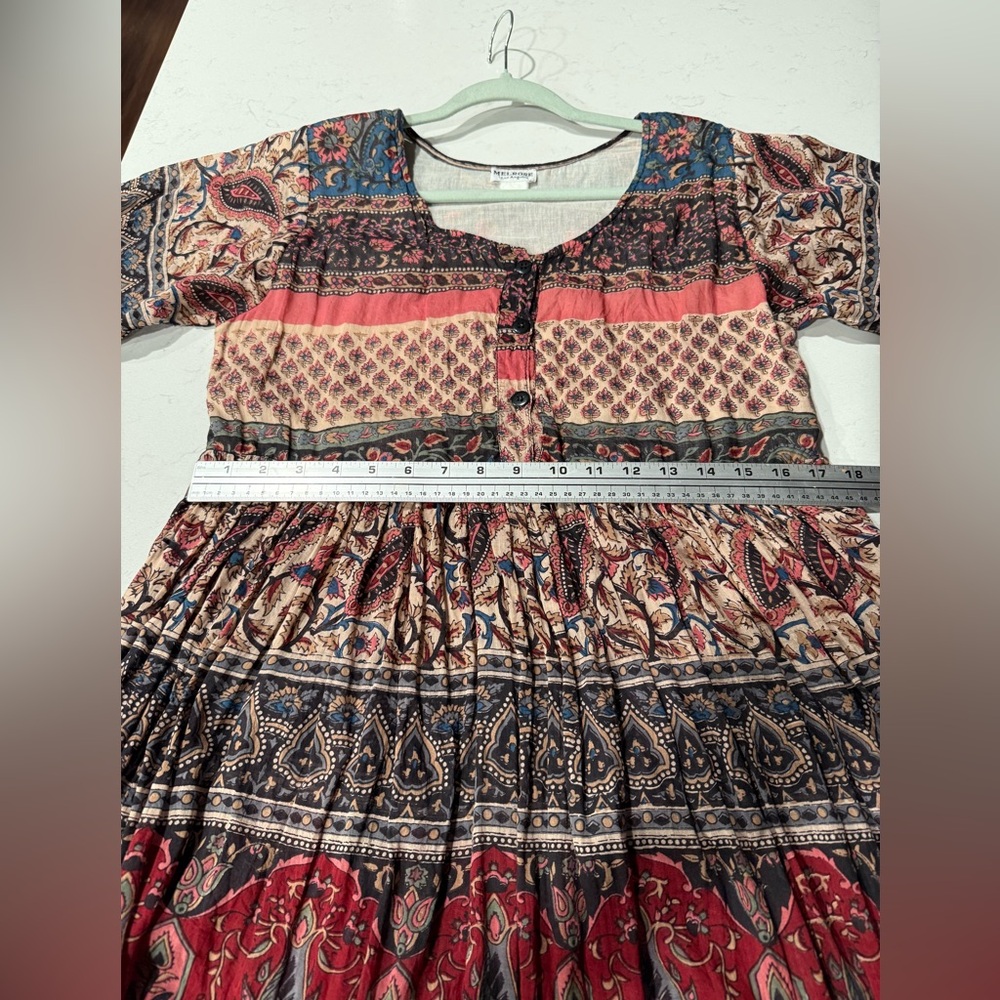 Melrose Boho Patchwork Bohemian Midi Dress - Picture 8 of 8